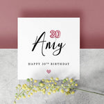 Personalised 30th Birthday Card - Celebrate 30 Today with Custom Balloon Design - Special Milestone Thirtieth Greeting