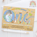Personalised Kraft Peter Rabbit Photo 1st Birthday Invitations Blue