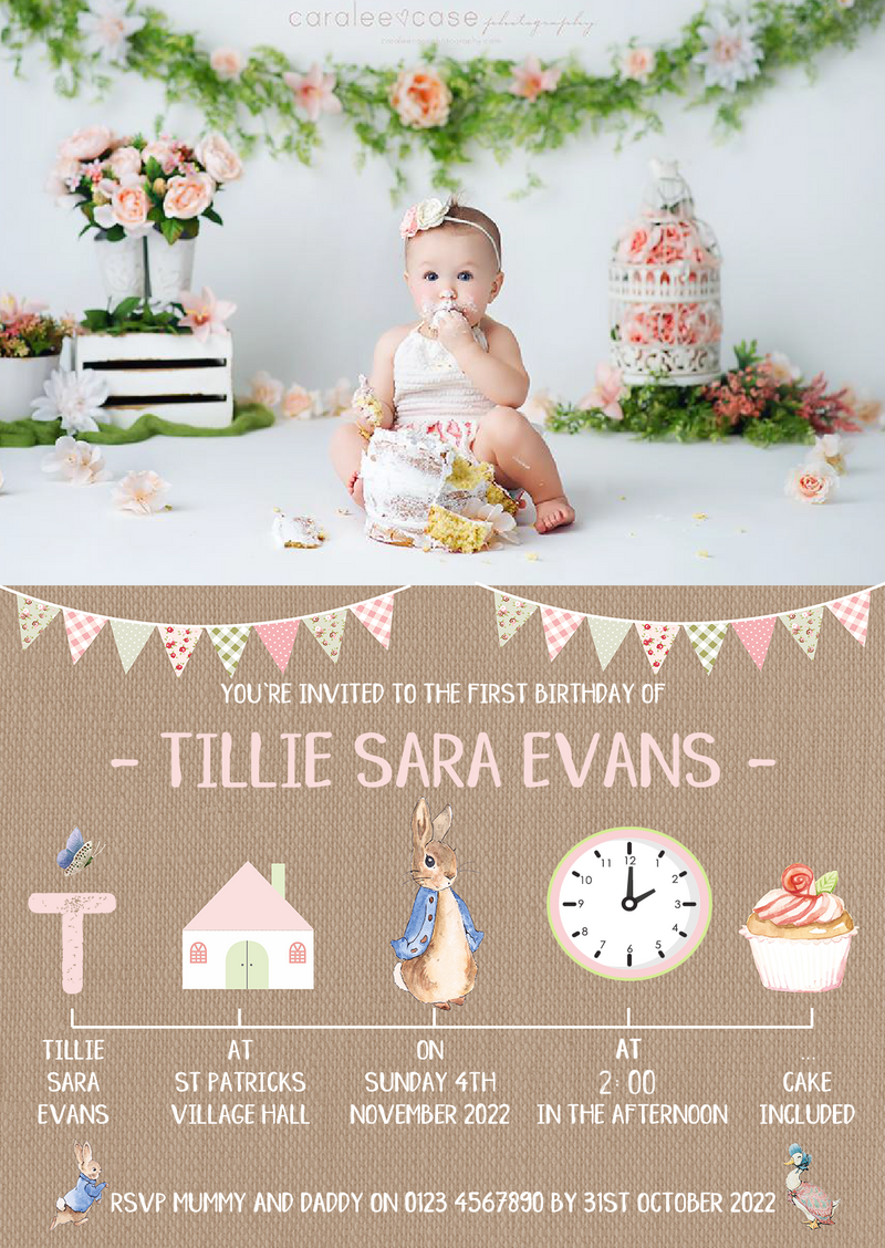 Peter Rabbit Girl Invites Timeline
