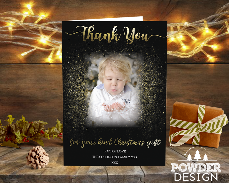 FLAT Personalised Xmas Thank You Cards, Family Christmas Thank You Cards