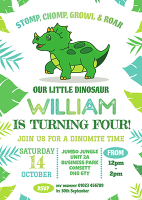 Personalised Boy Dinosaur Invitations