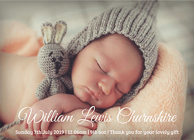 FLAT New Baby Boy Photo Box Thank You Cards