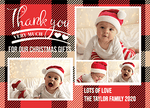 FLAT Unique Family Christmas Thank You Cards, Photo Greetings Thank You Card Pack