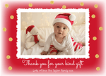FOLDED Custom Festive Christmas Thank You Cards, Family Photo Xmas Thank You Card, Baby Christmas Thank You Card Pack