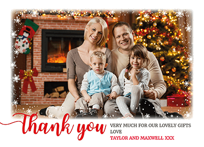 FOLDED Christmas Personalised Thank You Cards From New Baby, Xmas Thank You Cards Family Photo