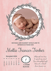 FOLDED pink circle baby girl thank you card 