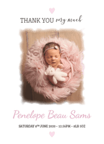 Personalised Cute baby girl Thank You note FOLDED