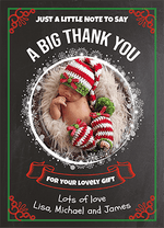 FOLDED Upload Photo Christmas Thank You Cards, Photo Personalised Thank You Cards