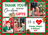FLAT Christmas Thank You Card With Photo Insert, Custom Thank You Cards