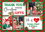 FLAT Christmas Thank You Card With Photo Insert, Custom Thank You Cards