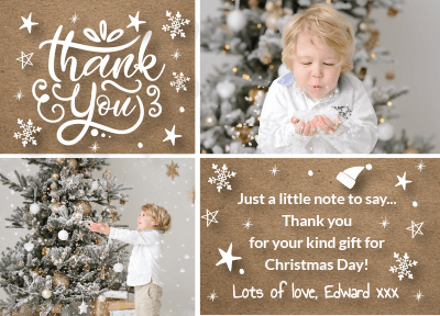 FLAT Christmas Personalised Photo Thank You Cards, Xmas Thank You Cards from Pets