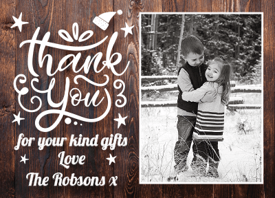 FLAT Christmas Baby Thank You Cards, Personalised Kids Christmas Thank You Cards
