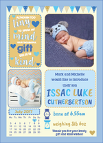 Blue And Yellow Baby Boy Thank You Card FOLDED