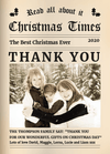 FOLDED Family Christmas Thank You Card, Personalised Xmas Thank You Cards