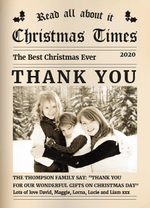 FOLDED Family Christmas Thank You Card, Personalised Xmas Thank You Cards