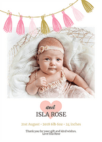 FOLDED Personalize Baby Girl Thank You Cards with Your Own Photo | Personal Moments | Fast Delivery