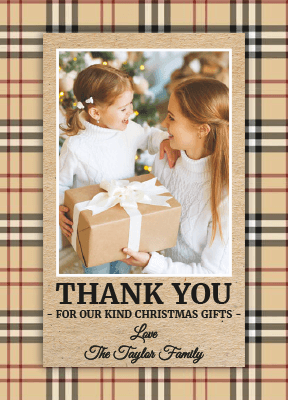 FOLDED Custom Family Christmas Thank You Cards, Christmas Thank You Card Pack