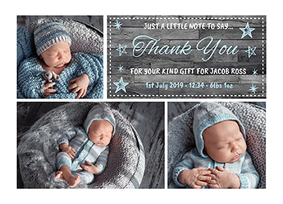 FOLDED Design Your Own Baby Boy Thank You Cards with Photo | Personal Moments | Fast Turnaround Time
