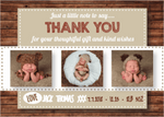 FLAT Wood Effect Baby Boy Thank You Card