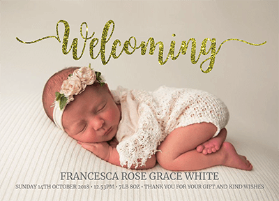 FLAT Welcoming Baby Girl Thank You Cards
