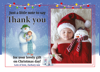FLAT Xmas Thank You Cards With Personalised Photo and Envelopes