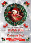 FOLDED Christmas Thanks Personalised Card, Xmas Thank You Cards with Photo
