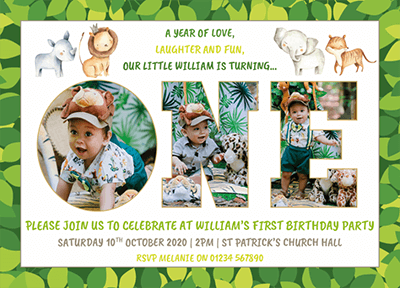 Personalised Jungle Photo Invites