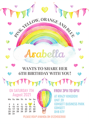 Personalised Rainbow Invites