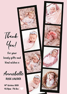 FOLDED photo booth frame girl thank you note