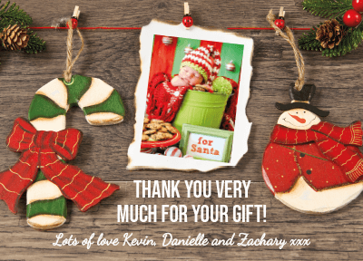 FLAT Personalised Christmas Thank You Photo Cards, Girls Boys Childrens Xmas Gift Thankyou Notes