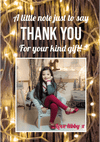 FLAT Personalised Christmas Thank You Card, Thank You Message with Photo