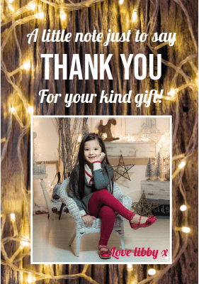 FLAT Personalised Christmas Thank You Card, Thank You Message with Photo