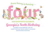 Girl Peter Rabbit 4th Birthday Invites Personalised