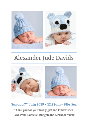 FLAT Custom Baby Boy Thank You Cards with Your Own Image | Personal Moments | Order Now