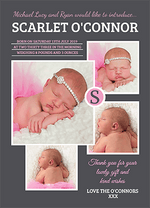 FLAT Initial Baby Girl Thank You Cards