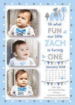 Personalised 1st Birthday Elephant Photo Invites