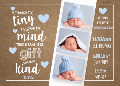 FLAT Share Your Gratitude with Personalised Baby Boy Thank You Cards | Personal Moments