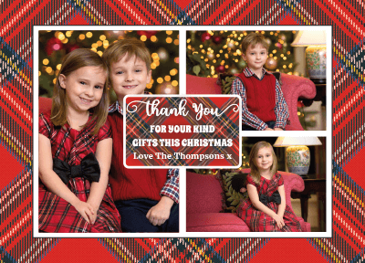 FOLDED Christmas Thank You Cards, Photo Xmas Thank You Card