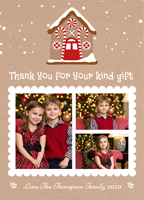 FOLDED Christmas Thank You Photo Cards, Picture Holiday Thank You Cards