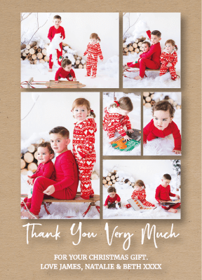 FOLDED Xmas Thank You Cards From Children, Personalised Photo Christmas Thank You Cards