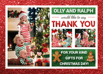 FOLDED Custom Festive Christmas Thank You Card, Family Christmas Thank You Cards Personalised