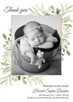 Baby Thank You Cards for Girls leaf design