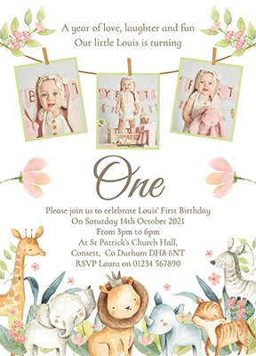 Pink Jungle Invites With Photo