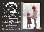 FOLDED Photo Thank You Greetings Card, Family Photo Xmas Thank You Cards