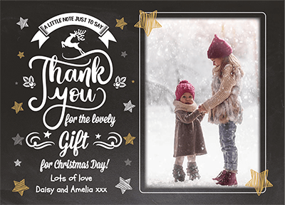 FOLDED Photo Thank You Greetings Card, Family Photo Xmas Thank You Cards