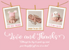 FLAT Love and Thanks Baby Girl Thank You Cards