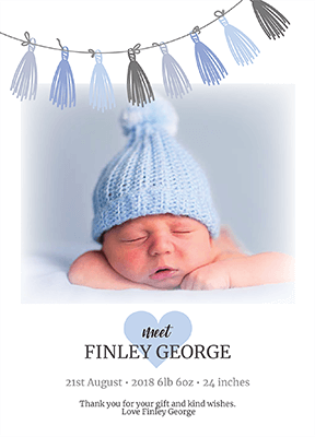 FOLDED Personalized Baby Boy Thank You Cards with Own Photo | Personal Moments | Order Now!