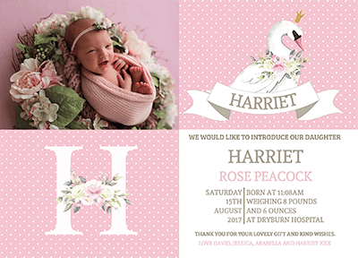 FOLDED Make Baby Girl Thank You Cards with Your Own Photo | Personal Moments | Personalized Design