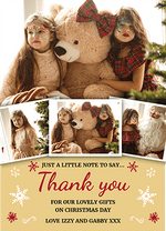 FOLDED Custom Family Christmas Thank You Cards, Custom Printed Christmas Thank You Cards
