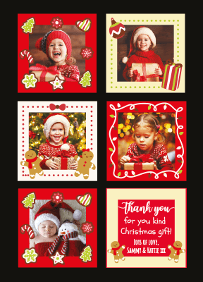 FLAT Christmas Thank You Card With Photo, Christmas Thank You Card